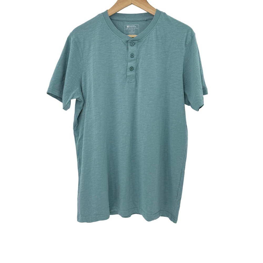Mountain Warehouse Men's‎ Henley Shirt Turquoise Organic Cotton Sz L Sustainable